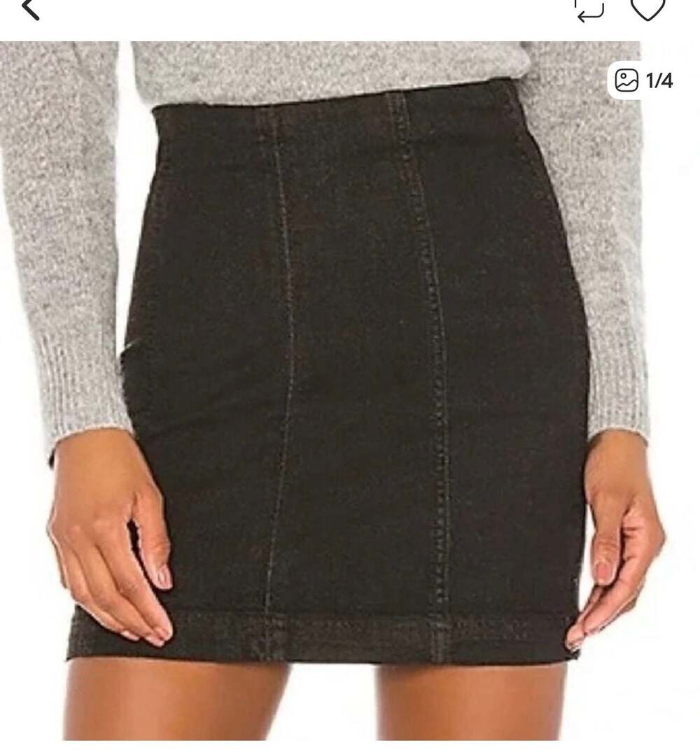 Free People Modern Femme Denim Mini Skirt in Black 12